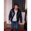 Black Leather Jacket Inspired By Chad Savage In 12 Dates Of Christmas Movie