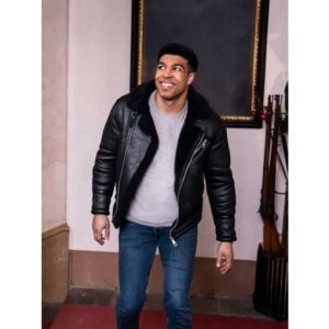 Black Leather Jacket Inspired By Chad Savage In 12 Dates Of Christmas Movie